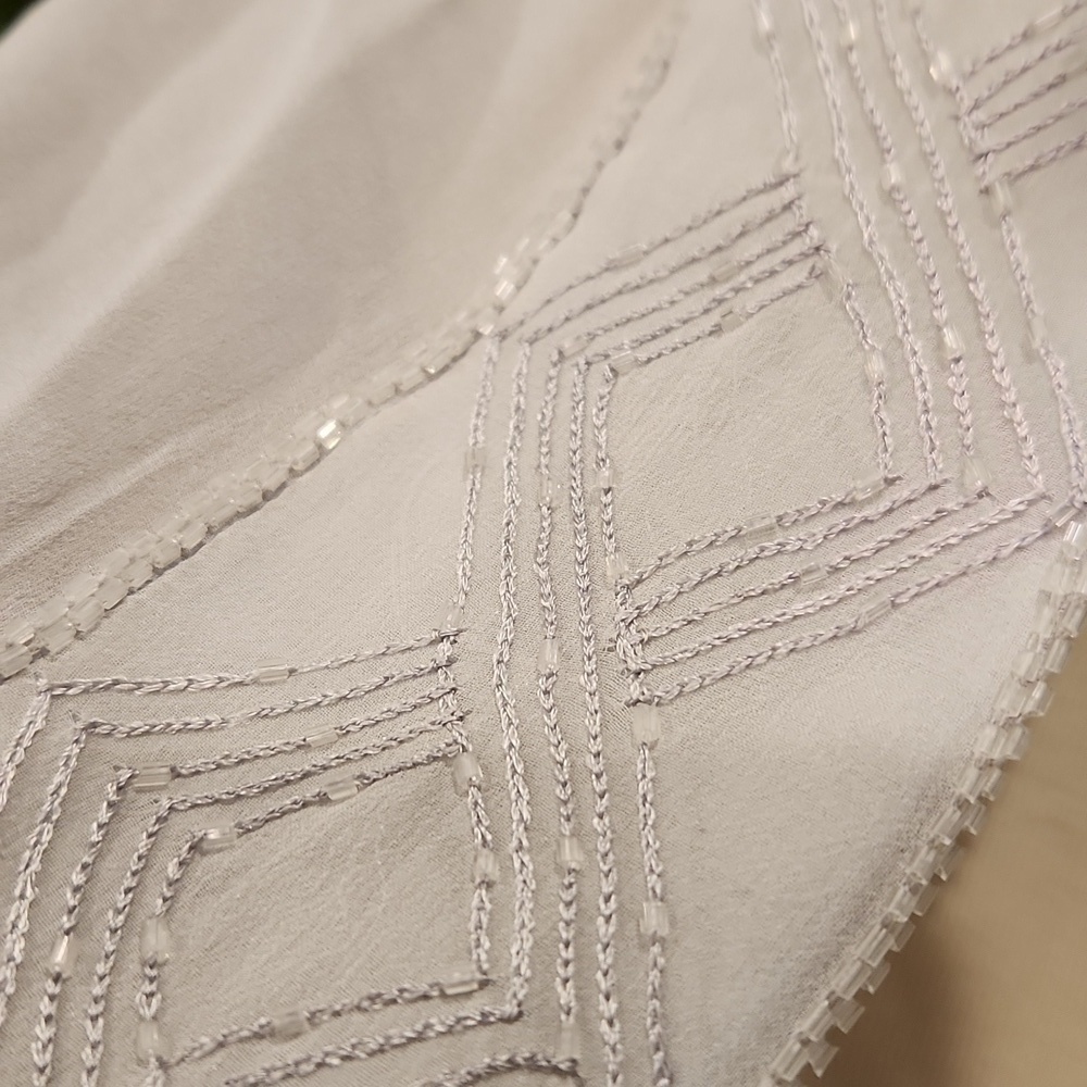 Bernie of New York Beaded Sheer Silk Scarf Dove Gray 21"×81 - Picture 4 of 7